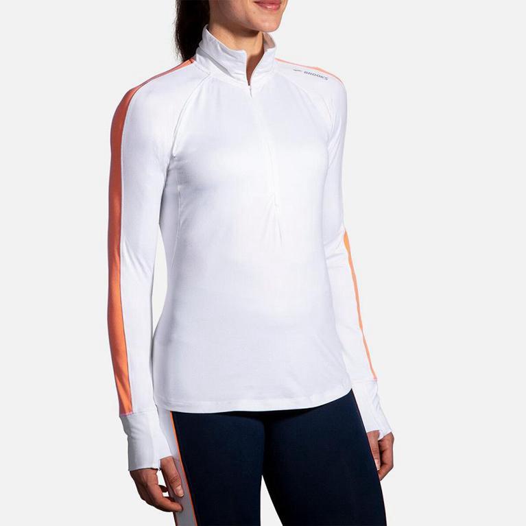 Brooks Women's Dash Half Zip Running Jackets - White (MCNK76043)